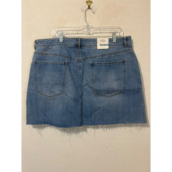 Old Navy Sz 18 A Line Mini Skirt Raw Hem NWT Medium Wash Beach Coastal - Picture 3 of 9
